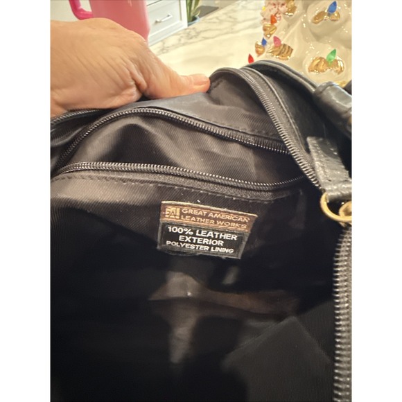 Great  American Leather Works Handbag Shoulder Bag Black  Leather Purse - Picture 9 of 11